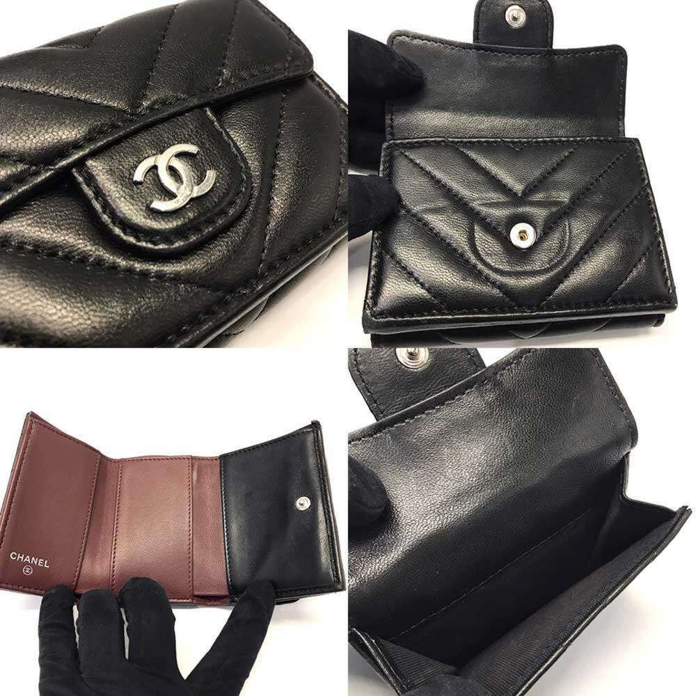 CHANEL Black Lambskin Leather Logo Wallet - Picture 4 of 5